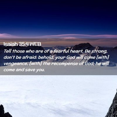 Picture 02 - Isaiah 35:4 WEB - Tell those who are of a fearful heart, Be strong, - Bible Verse Picture