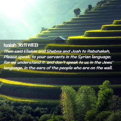 Picture 02 - Isaiah 36:11 WEB - Then said Eliakim and Shebna and Joah to - Bible Verse Picture