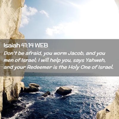 Picture 02 - Isaiah 41:14 WEB - Don't be afraid, you worm Jacob, and you men of - Bible Verse Picture