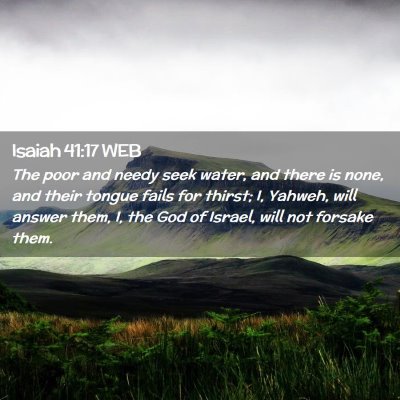 Picture 02 - Isaiah 41:17 WEB - The poor and needy seek water, and there is none, - Bible Verse Picture