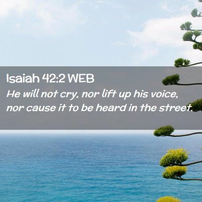 Picture 02 - Isaiah 42:2 WEB - He will not cry, nor lift up his voice, nor cause - Bible Verse Picture