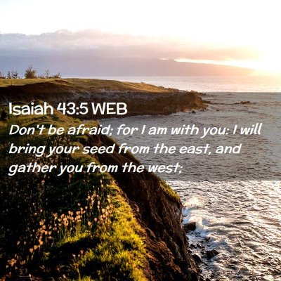 Picture 02 - Isaiah 43:5 WEB - Don't be afraid; for I am with you: I will bring - Bible Verse Picture
