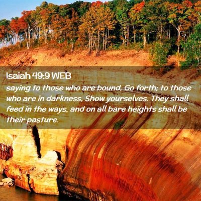 Picture 02 - Isaiah 49:9 WEB - saying to those who are bound, Go forth; to those - Bible Verse Picture