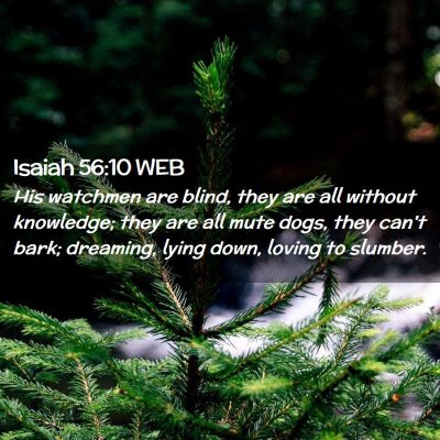 Picture 02 - Isaiah 56:10 WEB - His watchmen are blind, they are all without - Bible Verse Picture