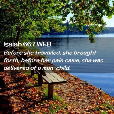 Picture 02 - Isaiah 66:7 WEB - Before she travailed, she brought forth; before - Bible Verse Picture