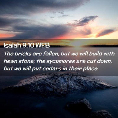 Picture 02 - Isaiah 9:10 WEB - The bricks are fallen, but we will build with - Bible Verse Picture