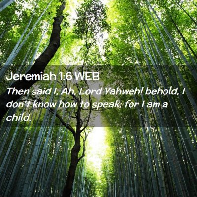 Picture 02 - Jeremiah 1:6 WEB - Then said I, Ah, Lord Yahweh! behold, I don't - Bible Verse Picture