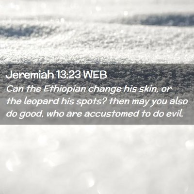 Picture 02 - Jeremiah 13:23 WEB - Can the Ethiopian change his skin, or the leopard - Bible Verse Picture