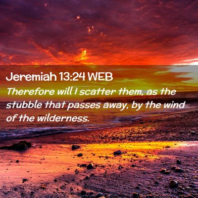 Picture 02 - Jeremiah 13:24 WEB - Therefore will I scatter them, as the stubble - Bible Verse Picture