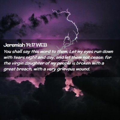 Picture 02 - Jeremiah 14:17 WEB - You shall say this word to them, Let my eyes run - Bible Verse Picture
