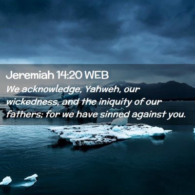 Picture 02 - Jeremiah 14:20 WEB - We acknowledge, Yahweh, our wickedness, and the - Bible Verse Picture