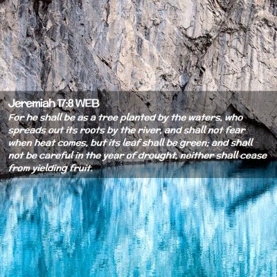 Picture 02 - Jeremiah 17:8 WEB - For he shall be as a tree planted by the waters, - Bible Verse Picture