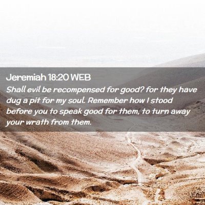 Picture 02 - Jeremiah 18:20 WEB - Shall evil be recompensed for good? for they have - Bible Verse Picture