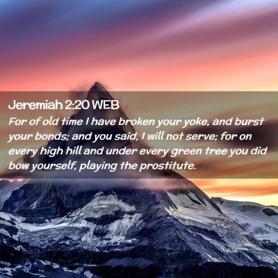 Picture 02 - Jeremiah 2:20 WEB - For of old time I have broken your yoke, and - Bible Verse Picture