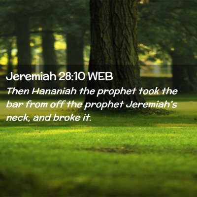 Picture 02 - Jeremiah 28:10 WEB - Then Hananiah the prophet took the bar from off - Bible Verse Picture