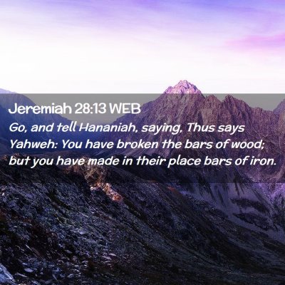 Picture 02 - Jeremiah 28:13 WEB - Go, and tell Hananiah, saying, Thus says Yahweh: - Bible Verse Picture