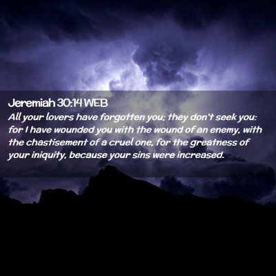 Picture 02 - Jeremiah 30:14 WEB - All your lovers have forgotten you; they don't - Bible Verse Picture