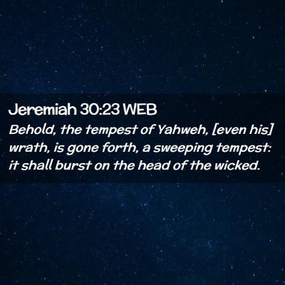 Picture 02 - Jeremiah 30:23 WEB - Behold, the tempest of Yahweh, [even his] wrath, - Bible Verse Picture
