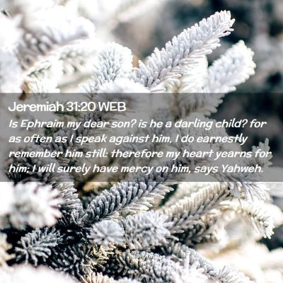 Picture 02 - Jeremiah 31:20 WEB - Is Ephraim my dear son? is he a darling child? - Bible Verse Picture