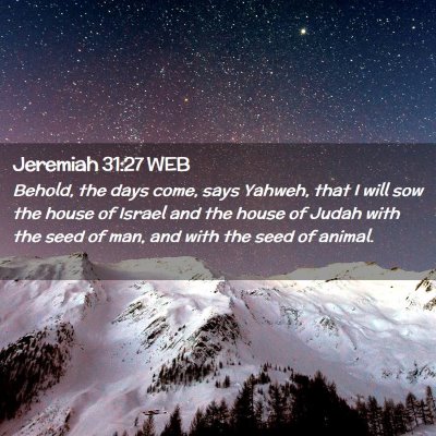 Picture 02 - Jeremiah 31:27 WEB - Behold, the days come, says Yahweh, that I will - Bible Verse Picture