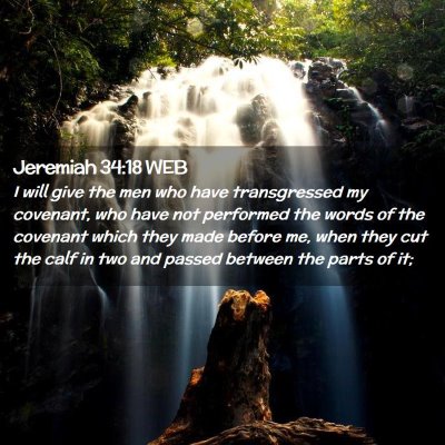 Picture 02 - Jeremiah 34:18 WEB - I will give the men who have transgressed my - Bible Verse Picture
