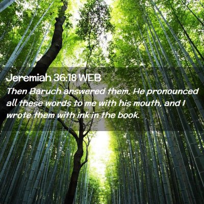 Picture 02 - Jeremiah 36:18 WEB - Then Baruch answered them, He pronounced all - Bible Verse Picture