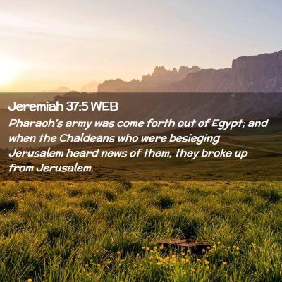 Picture 02 - Jeremiah 37:5 WEB - Pharaoh's army was come forth out of Egypt; and - Bible Verse Picture