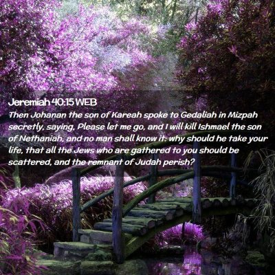 Picture 02 - Jeremiah 40:15 WEB - Then Johanan the son of Kareah spoke to Gedaliah - Bible Verse Picture