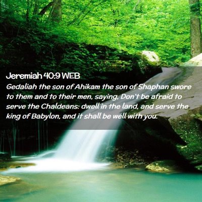Picture 02 - Jeremiah 40:9 WEB - Gedaliah the son of Ahikam the son of Shaphan - Bible Verse Picture