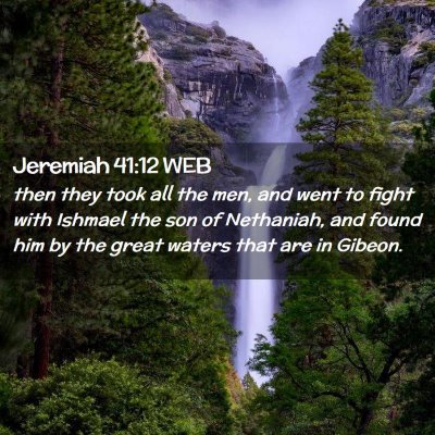 Picture 02 - Jeremiah 41:12 WEB - then they took all the men, and went to fight - Bible Verse Picture