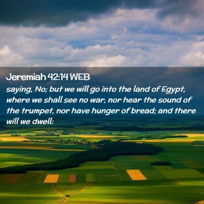 Picture 02 - Jeremiah 42:14 WEB - saying, No; but we will go into the land of - Bible Verse Picture