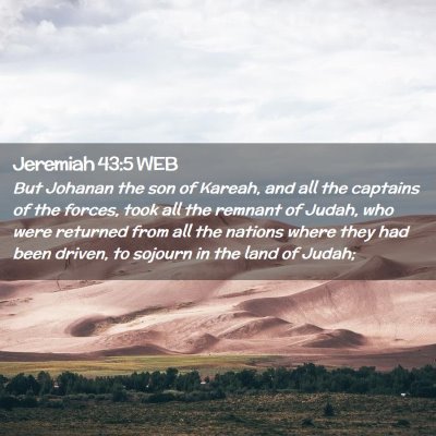 Picture 02 - Jeremiah 43:5 WEB - But Johanan the son of Kareah, and all the - Bible Verse Picture