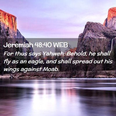 Picture 02 - Jeremiah 48:40 WEB - For thus says Yahweh: Behold, he shall fly as an - Bible Verse Picture
