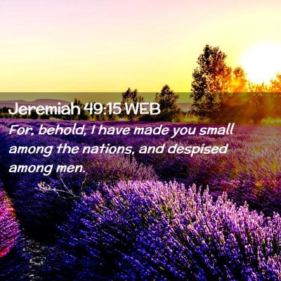 Picture 02 - Jeremiah 49:15 WEB - For, behold, I have made you small among the - Bible Verse Picture