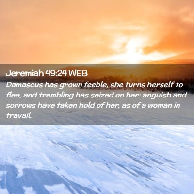 Picture 02 - Jeremiah 49:24 WEB - Damascus has grown feeble, she turns herself to - Bible Verse Picture