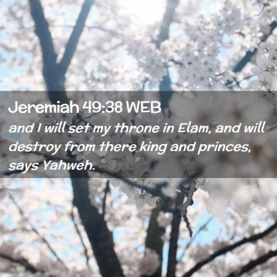 Picture 02 - Jeremiah 49:38 WEB - and I will set my throne in Elam, and will - Bible Verse Picture