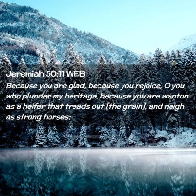 Picture 02 - Jeremiah 50:11 WEB - Because you are glad, because you rejoice, O you - Bible Verse Picture