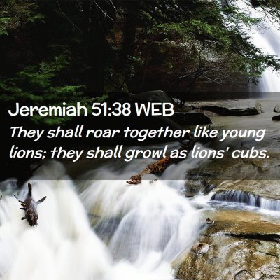 Picture 02 - Jeremiah 51:38 WEB - They shall roar together like young lions; they - Bible Verse Picture