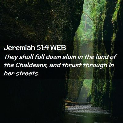 Picture 02 - Jeremiah 51:4 WEB - They shall fall down slain in the land of the - Bible Verse Picture