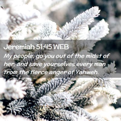 Picture 02 - Jeremiah 51:45 WEB - My people, go you out of the midst of her, and - Bible Verse Picture