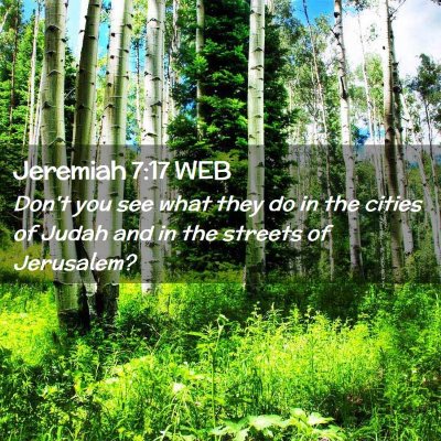 Picture 02 - Jeremiah 7:17 WEB - Don't you see what they do in the cities of Judah - Bible Verse Picture