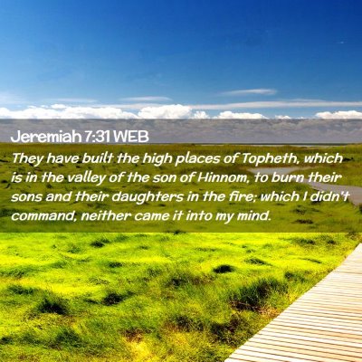 Picture 02 - Jeremiah 7:31 WEB - They have built the high places of Topheth, which - Bible Verse Picture