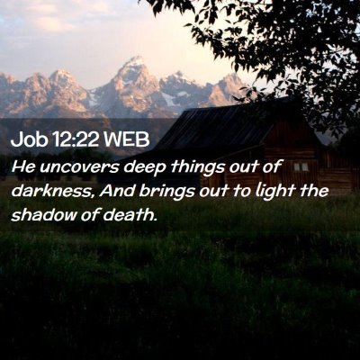 Picture 02 - Job 12:22 WEB - He uncovers deep things out of darkness, And - Bible Verse Picture