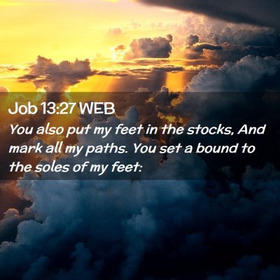 Picture 02 - Job 13:27 WEB - You also put my feet in the stocks, And mark all - Bible Verse Picture