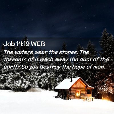 Picture 02 - Job 14:19 WEB - The waters wear the stones; The torrents of it - Bible Verse Picture
