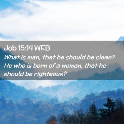 Picture 02 - Job 15:14 WEB - What is man, that he should be clean? He who is - Bible Verse Picture