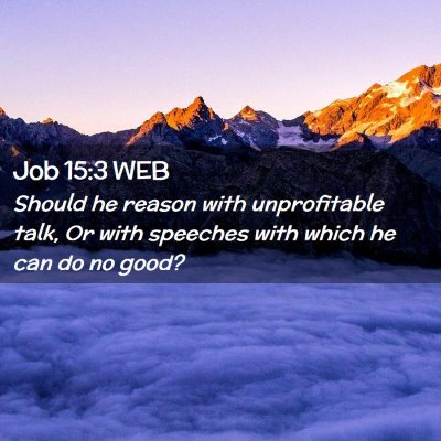 Picture 02 - Job 15:3 WEB - Should he reason with unprofitable talk, Or with - Bible Verse Picture
