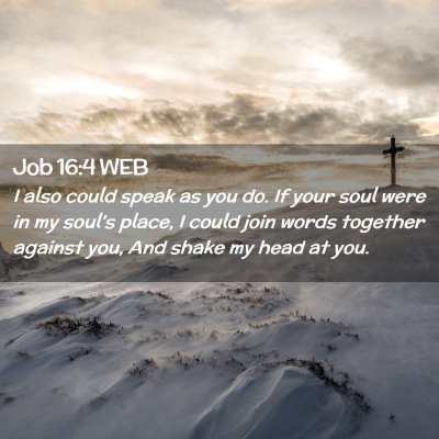 Picture 02 - Job 16:4 WEB - I also could speak as you do. If your soul were - Bible Verse Picture