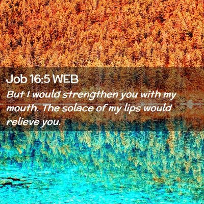 Picture 02 - Job 16:5 WEB - But I would strengthen you with my mouth. The - Bible Verse Picture