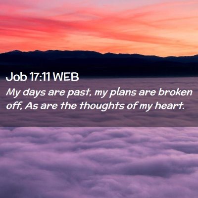 Picture 02 - Job 17:11 WEB - My days are past, my plans are broken off, As are - Bible Verse Picture